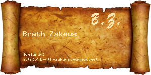 Brath Zakeus névjegykártya